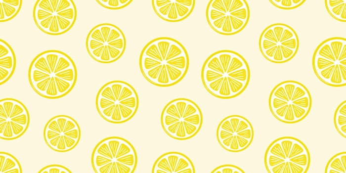 Lemon slice vector wallpaper, seamless repeat pattern background with citrus fruit slices