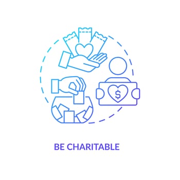Use charitable involvement blue gradient concept icon. Finding potential customers for business abstract idea thin line illustration. Isolated outline drawing vector
