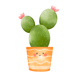 cute cartoon cactus with funny face png