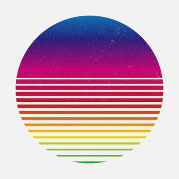 Vintage retro sunset over the sea with gradient silhouette of sun. vector