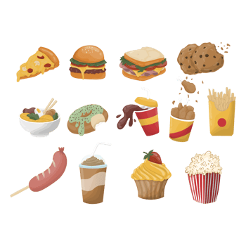 Set collection of fast food Illustration png