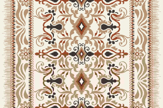 Ikat floral paisley embroidery on white background.Ikat ethnic oriental pattern traditional.Aztec style abstract vector illustration.design for texture,fabric,clothing,wrapping,decoration,scarf,carpet