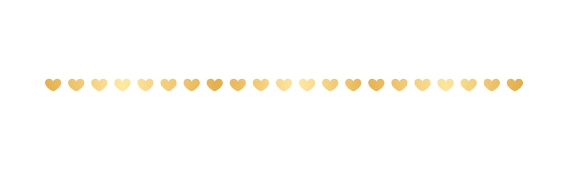 Gold Valentines Heart Pattern Separator Border, Golden Elegant Romantic Page Text Divider vector