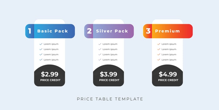 modern pricing table template website subscription plan vector