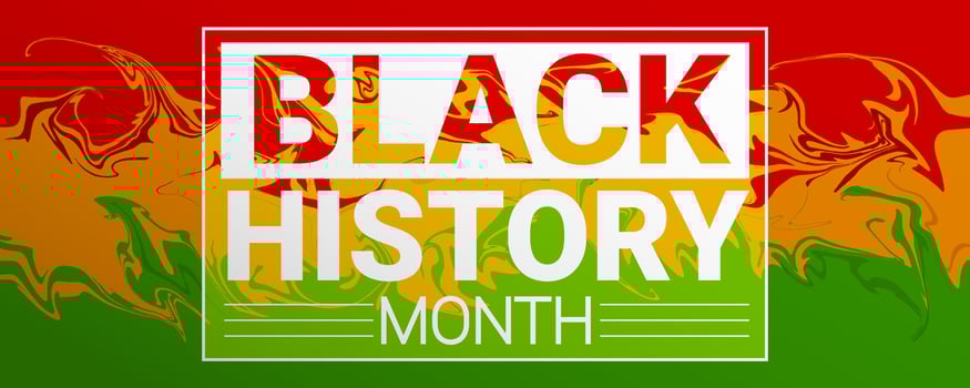 Black History Month banner with line decoration, bright colors on a black background. vector