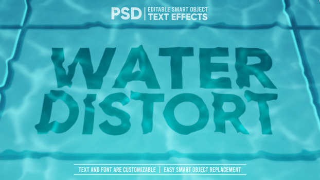 Distorted Pool Water Editable Smart Object Text Effect psd