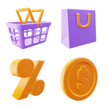3d icon set of sales, promotion, sales, market png