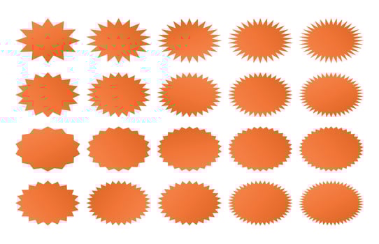 Starburst icon or quality badge, amazing color sale promo blank template set. vector