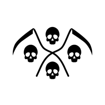 skull with scythe symbol vector illustration. reaper icon