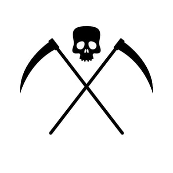 skull with scythe symbol vector illustration. reaper icon