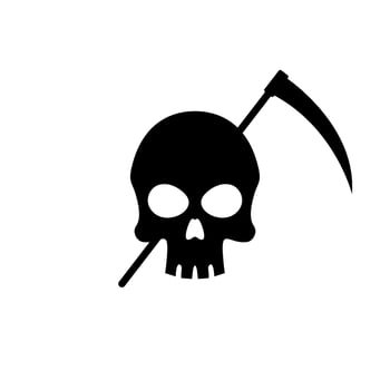 skull with scythe symbol vector illustration. reaper icon