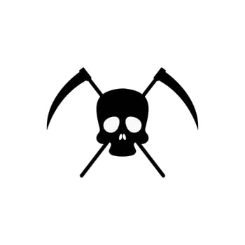 skull with scythe symbol vector illustration. reaper icon