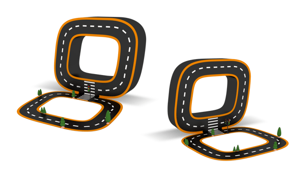 Alphabet symbols of the Figures in the form of a road, white and yellow line markings png