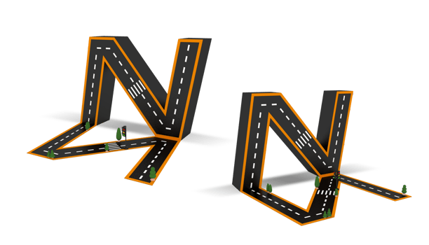 Alphabet symbols of the Figures in the form of a road, white and yellow line markings png