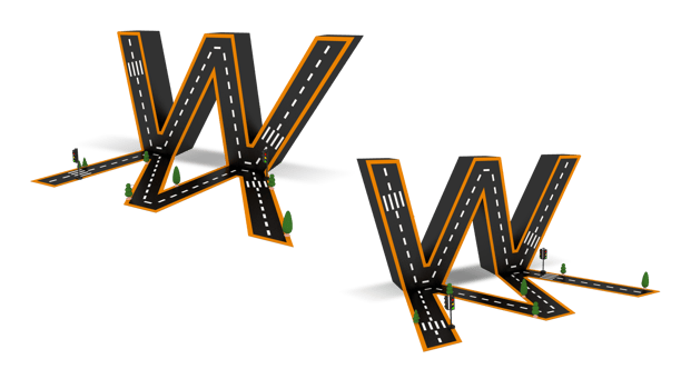 Alphabet symbols of the Figures in the form of a road, white and yellow line markings png