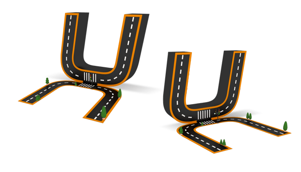 Alphabet symbols of the Figures in the form of a road, white and yellow line markings png