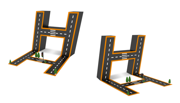 Alphabet symbols of the Figures in the form of a road, white and yellow line markings png
