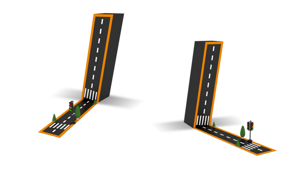 Alphabet symbols of the Figures in the form of a road, white and yellow line markings png