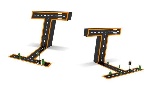 Alphabet symbols of the Figures in the form of a road, white and yellow line markings png