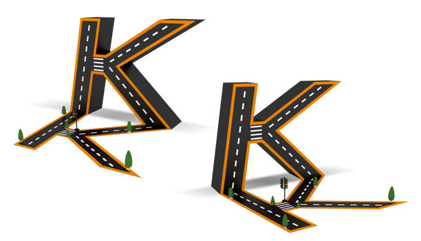 Alphabet symbols of the Figures in the form of a road, white and yellow line markings png