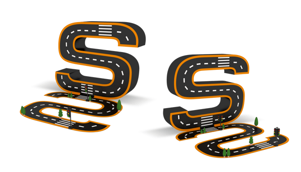 Alphabet symbols of the Figures in the form of a road, white and yellow line markings png
