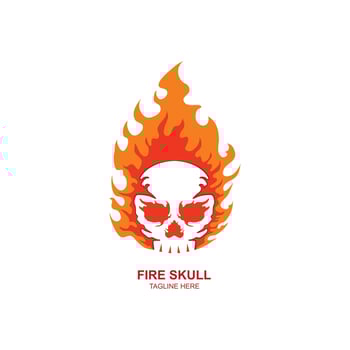 hot fire burning skull head illustration vector