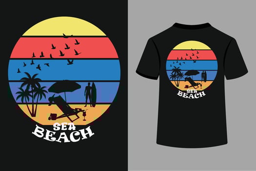 Sea Beach Typography T-Shirt Design vector