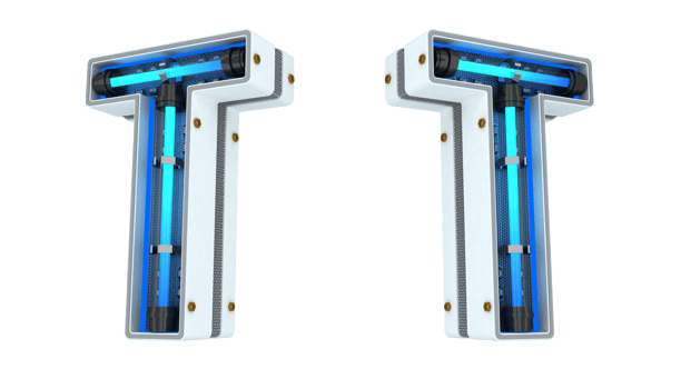 White alphabet with blue neon light 3d rendering png