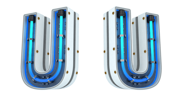 White alphabet with blue neon light 3d rendering png