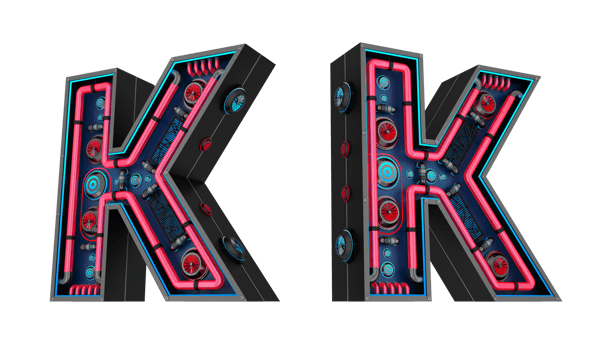 Black alphabet with Red and blue Neon light and has a cooling system. png