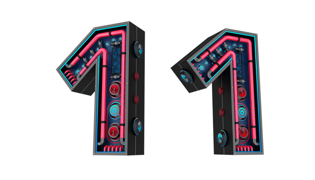 Black number with Red and blue Neon light and has a cooling system png