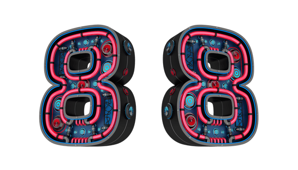 Black number with Red and blue Neon light and has a cooling system png