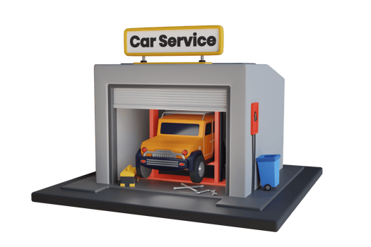 3d illustration of car repair shop. Car Service station building. concept of mobile car service service station png