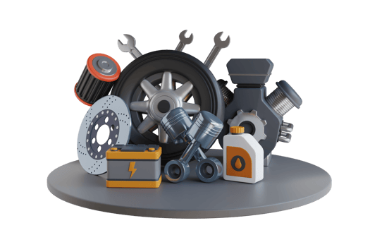 car tools, equipment and accessories. Set of automobile accessory. spare parts car. 3d illustration png