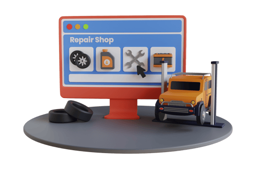 Auto Car repair service center online concept. Car repairing concept. Auto service online. 3d illustration png