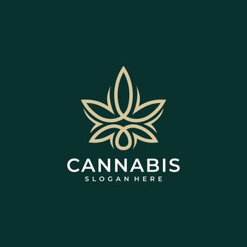 Cannabis line logo design vector
