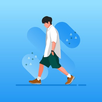 Street fashion man character vector flat design illustration. Street style outfit standing and walking. Cartoon male character isolated on gradations background.