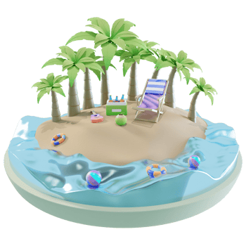 3d vacation scene with summer concept and rendered in high quality image png