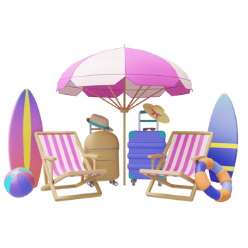 3d vacation scene with summer concept and rendered in high quality image png