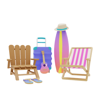 3d vacation scene with summer concept and rendered in high quality image png