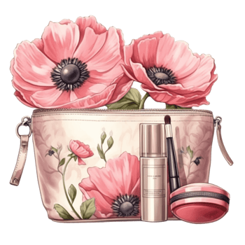 Pink Cosmetic Bag Watercolor. Illustration png