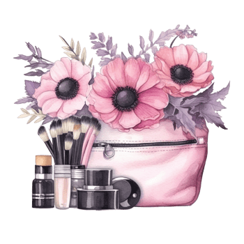 Pink Cosmetic Bag Watercolor. Illustration png