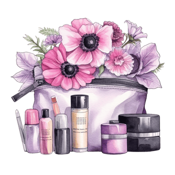 Pink Cosmetic Bag Watercolor. Illustration png