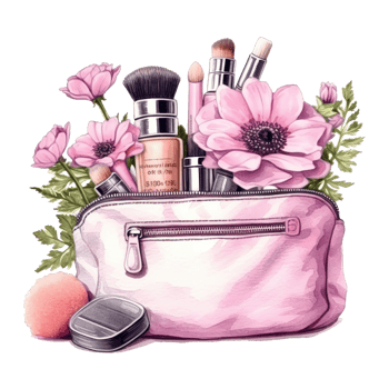 Pink Cosmetic Bag Watercolor. Illustration png