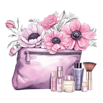 Pink Cosmetic Bag Watercolor. Illustration png