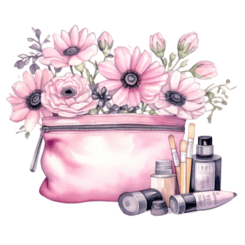 Pink Cosmetic Bag Watercolor. Illustration png