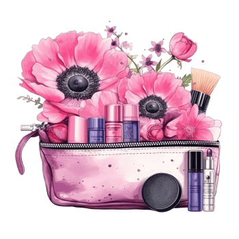 Pink Cosmetic Bag Watercolor. Illustration png