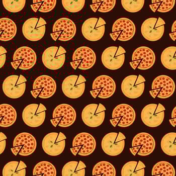 Food Pattern With Pizza. Pepperoni And 4 cheese. Background For Decoration. Vector Flat Illustration
