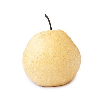 Single fresh yellow Chinese pear isolated with clipping path and shadow in png file format