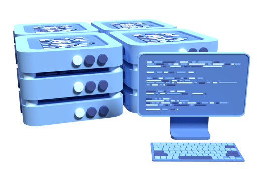 Cloud data center with hosting servers. Computer technology. Network and database. Modern server rack. 3d render illustration png